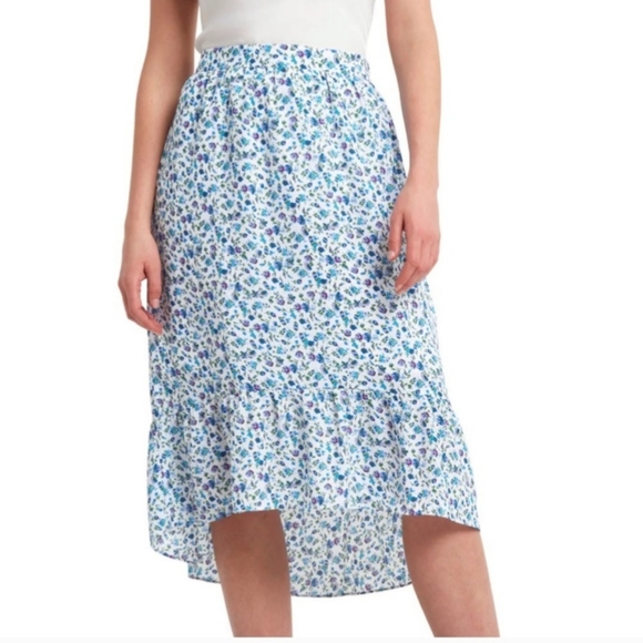 New H by Halston Women's Ditsy Floral Hi-Low Midi Skirt Light & Flowy Fe… - Picture 4 of 16